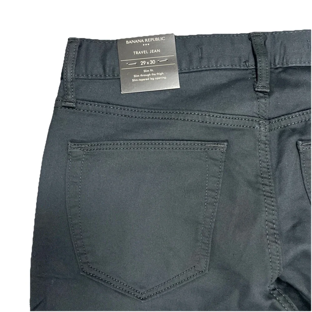 Banana Republic Mens Slim Fit Travel Jean Stretch Black Pants 29x30